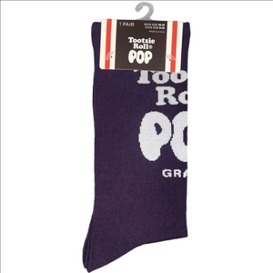 4/$25 Tootsie Pop Purple Graphic Mens Grape Lollipop Novelty Crew Socks Unisex
